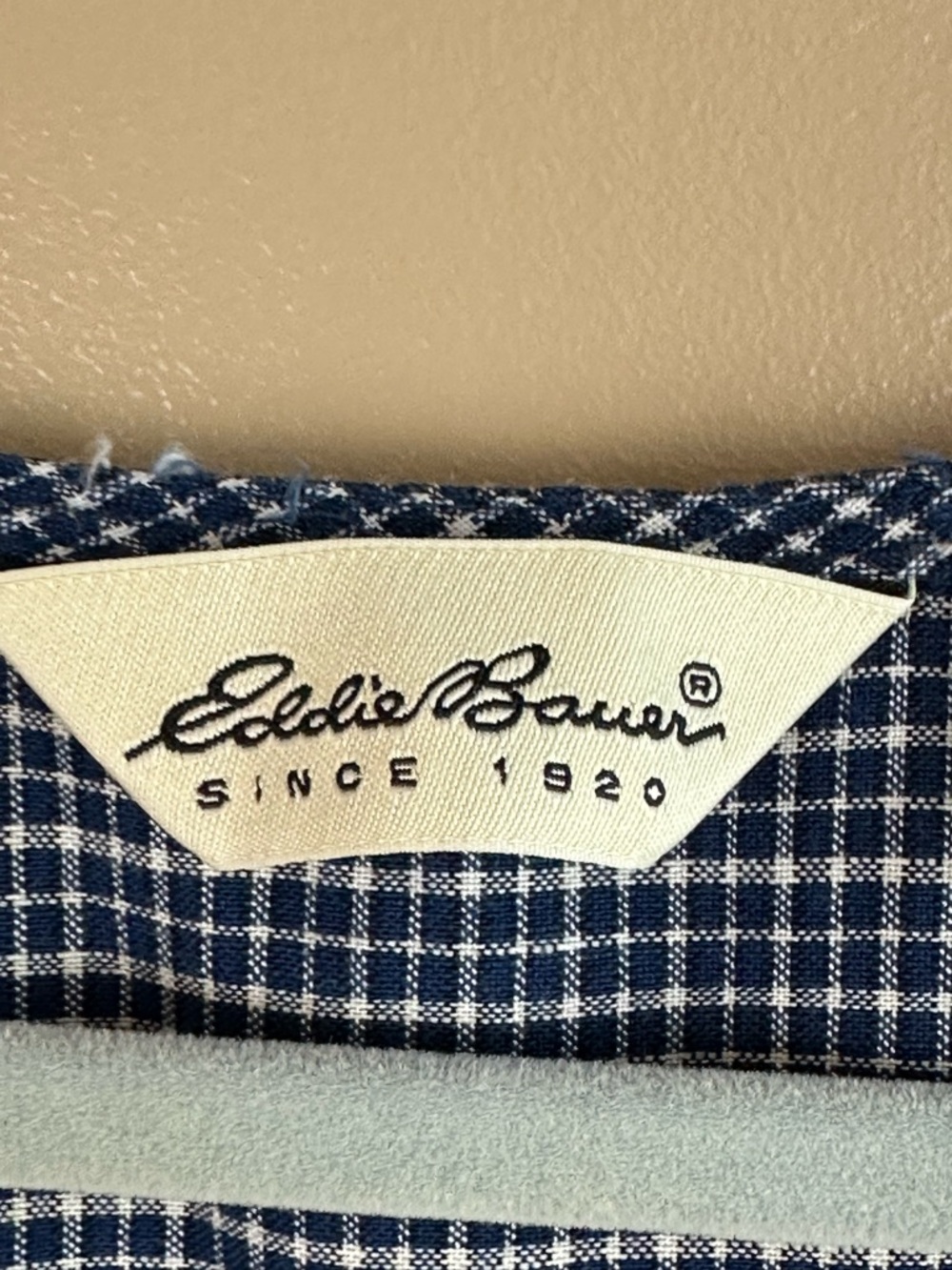 Vtg Eddie Bauer Navy Blue Plaid Sleeveless Dress XL Pinafore Jumper Cottagecore - Picture 2 of 10
